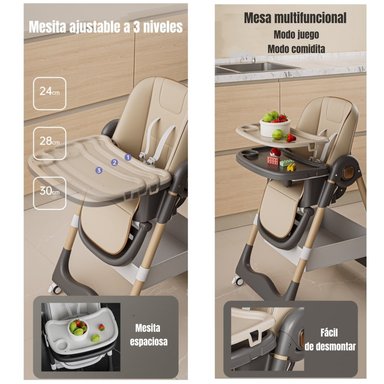 SILLA DE COMER RECLINABLE PLEGABLE LUBABYCAS ROSADA - 3