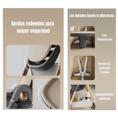 SILLA DE COMER RECLINABLE PLEGABLE LUBABYCAS ROSADA - 7
