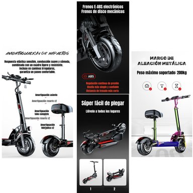 SCOOTER ADULTO ELE CTRICO FLASH 48V 500W 80KM ALUMINIO NEGRO - 4