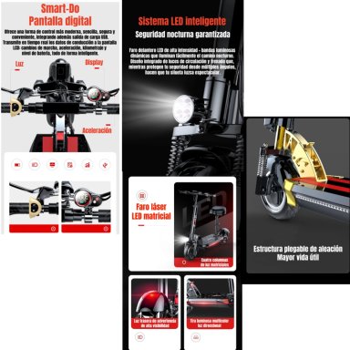 SCOOTER ADULTO ELE CTRICO FLASH 48V 500W 80KM ALUMINIO NEGRO - 5