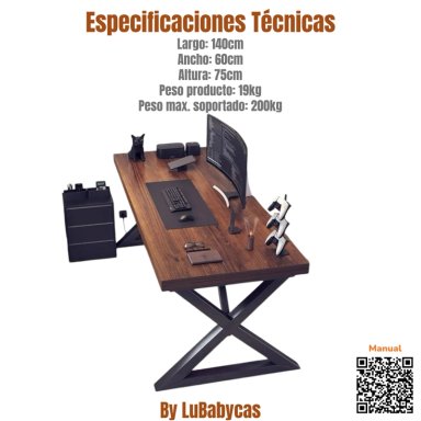 ESCRITORIO MESA COMEDOR GAMER 140*60*75CM LUBABYCAS - 7