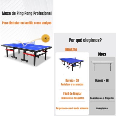 MESA DE PING PONG PROFESIONAL PLEGABLE ACCESORIOS LUBABYCAS - 2