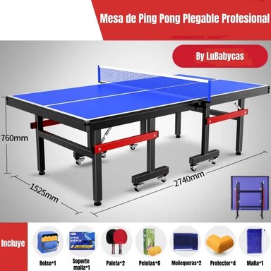 MESA DE PING PONG PROFESIONAL PLEGABLE ACCESORIOS LUBABYCAS - 3