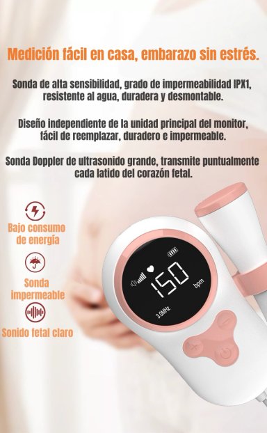 MONITOR FETAL DOPPLER LATIDOS CORAZON BEBE  GRIS LUBABYCAS - 4