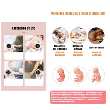 MONITOR FETAL DOPPLER LATIDOS CORAZON BEBE  GRIS LUBABYCAS - 7