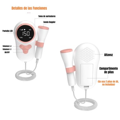 MONITOR FETAL DOPPLER LATIDOS CORAZON BEBE  GRIS LUBABYCAS - 8