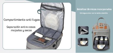 MOCHILA MATERNAL CON MONEDERO Y COLGADOR LUBABYCAS AZUL - 5