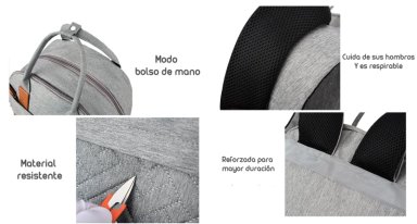 MOCHILA MATERNAL CON MONEDERO Y COLGADOR LUBABYCAS AZUL - 7