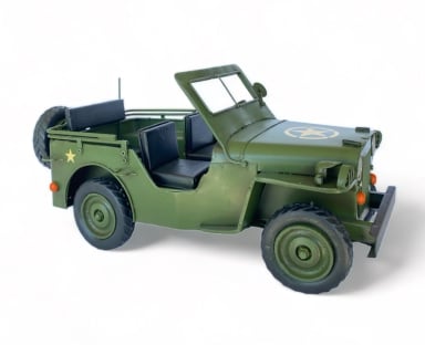 AUTO DE COLECCION JEEP WILLY'S A ESCALA DECORACIÓN VINTAGE EN METAL - 1