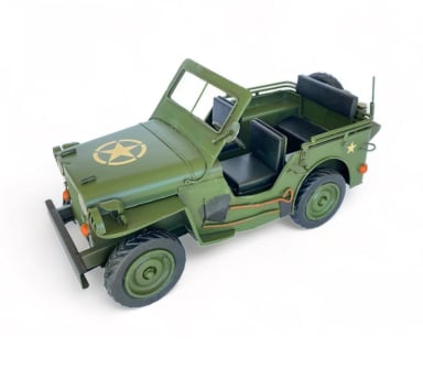 AUTO DE COLECCION JEEP WILLY'S A ESCALA DECORACIÓN VINTAGE EN METAL - 2