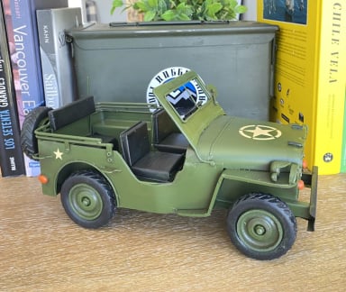AUTO DE COLECCION JEEP WILLY'S A ESCALA DECORACIÓN VINTAGE EN METAL - 4