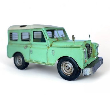 AUTO DE COLECCION JEEP A ESCALA, TIPO LAND ROVER, DECORACIÓN VINTAGE EN METAL - 1