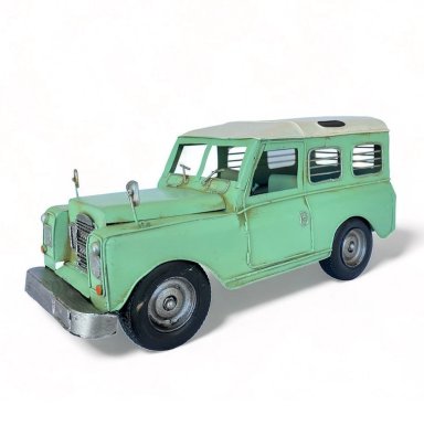 AUTO DE COLECCION JEEP A ESCALA, TIPO LAND ROVER, DECORACIÓN VINTAGE EN METAL - 2