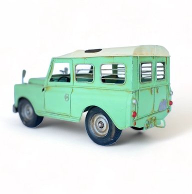AUTO DE COLECCION JEEP A ESCALA, TIPO LAND ROVER, DECORACIÓN VINTAGE EN METAL - 4