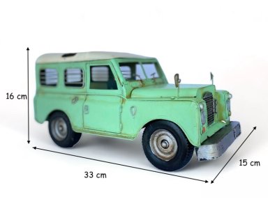 AUTO DE COLECCION JEEP A ESCALA, TIPO LAND ROVER, DECORACIÓN VINTAGE EN METAL - 6