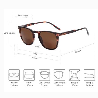 LENTES DE SOL CON AUMENTO + 2.0, ANTEOJOS BIFOCALES, GAFAS CON GRADUACION - 7