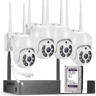 KIT 4 CÁMARAS INALAMBRICAS PROFESIONAL IP AUDIO 355º CON DISCO DURO  1 TERABYTE - 1