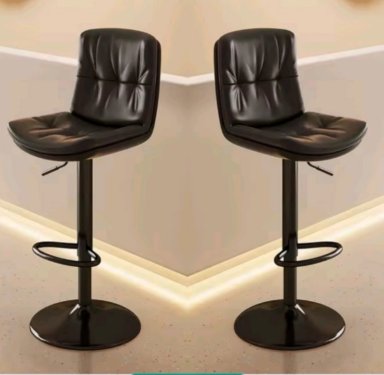 PACK  2 SILLAS BAR  NORDICA ECOCUERO COLOR NEGRO - 1