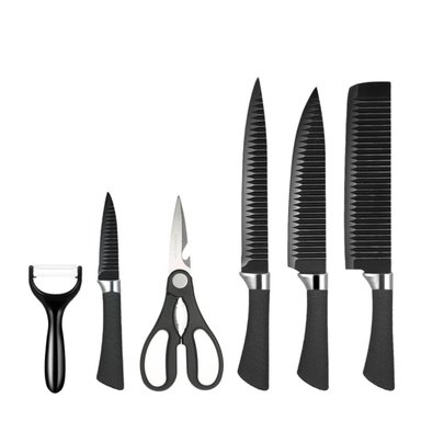 SET DE CUCHILLOS PROFESIONALES CON TIJERAS Y PELADOR NEGRO - 1