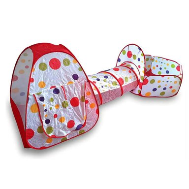 JUGUETE TOTALUPGRATE CARPA 3 EN 1 TUNEL PISCINA DE PELOTAS INFANTIL ROJO - 1