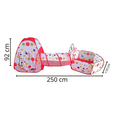 JUGUETE TOTALUPGRATE CARPA 3 EN 1 TUNEL PISCINA DE PELOTAS INFANTIL ROJO - 2