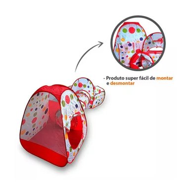 JUGUETE TOTALUPGRATE CARPA 3 EN 1 TUNEL PISCINA DE PELOTAS INFANTIL ROJO - 4