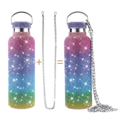 TERMO BOTELLA DE AGUA BRILLOS DIAMOND ARCO IRIS 750 ML - 4