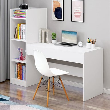 ESCRITORIO BLANCO MODERNO CON LIBRERO - 1