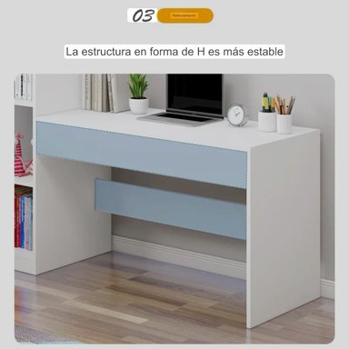 ESCRITORIO BLANCO MODERNO CON LIBRERO - 5