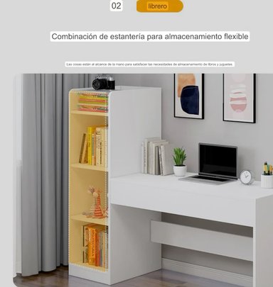 ESCRITORIO BLANCO MODERNO CON LIBRERO - 6