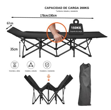 CAMA DE CAMPING PLEGABLE CATRE DE CAMPAÑA CON BOLSO - 2