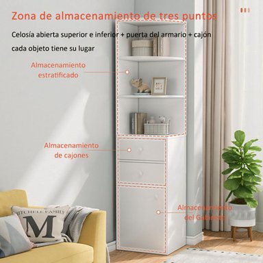 MUEBLE ESQUINERO MULTIFUNCIONAL CON REPISAS ESTANTE CAJONES 180X40X40 - 6