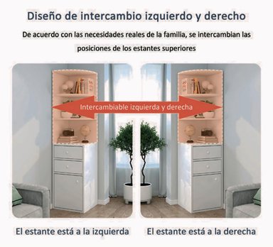 MUEBLE ESQUINERO MULTIFUNCIONAL CON REPISAS ESTANTE CAJONES 180X40X40 - 8