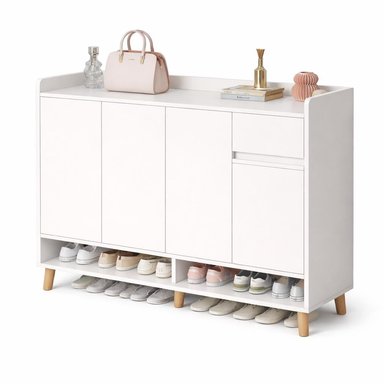 ZAPATERO ORGANIZADOR BLANCO 120X32X100 CM GRAN CAPACIDAD CON PUERTAS ABATIBLES - 1