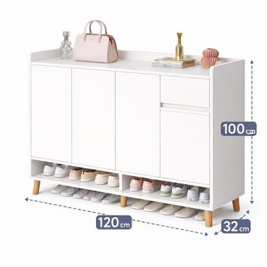 ZAPATERO ORGANIZADOR BLANCO 120X32X100 CM GRAN CAPACIDAD CON PUERTAS ABATIBLES - 2