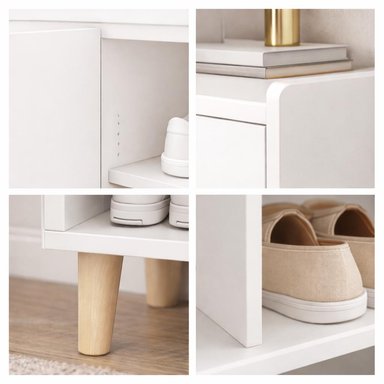 ZAPATERO ORGANIZADOR BLANCO 120X32X100 CM GRAN CAPACIDAD CON PUERTAS ABATIBLES - 3