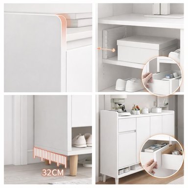 ZAPATERO ORGANIZADOR BLANCO 120X32X100 CM GRAN CAPACIDAD CON PUERTAS ABATIBLES - 4