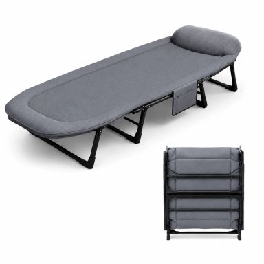 CAMA PORTATIL PLEGABLE RECLINABLE 6 POSICIONES COLCHON ACOLCHADO ESTRUCTURA REFORZADA RESISTENTE - 1