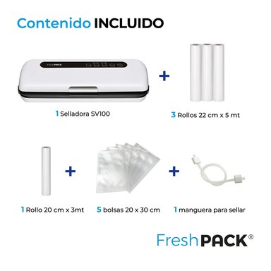 SELLADORA AL VACIO FRESHPACK 30CMS ANCHO SV100 + 3 ROLLOS 22CMS X 5MTS - 2
