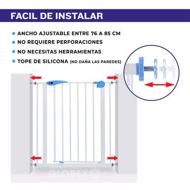 REJA SEGURIDAD ESCALERA PUERTA BEBE MASCOTAS 75-85 CMS ANCHO - 4