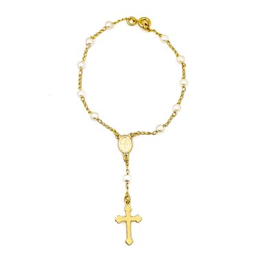 PULSERA DENARIO PERLA SINTE TICA ENCHAPADO ORO 18K - 1