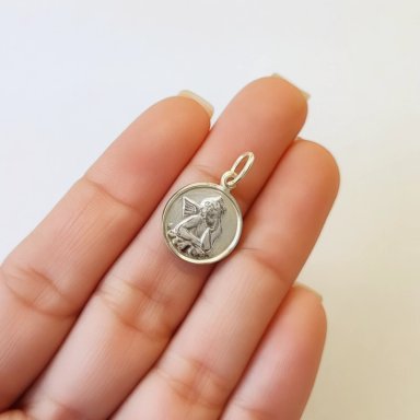 COLGANTE MEDALLA ANGEL PLATA FINA 925 - 3