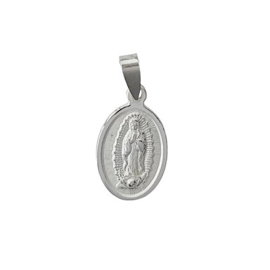COLGANTE MEDALLA VIRGEN  DE GUADALUPE OVAL PLATA FINA 925 - 1