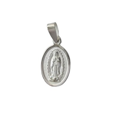 COLGANTE MEDALLA VIRGEN  DE GUADALUPE OVAL PLATA FINA 925 - 2