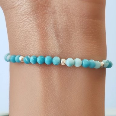 PULSERA ANDREA COGGIOLA JOYAS LARIMAR 4MM PLATA FINA 925 - 3