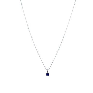 COLLAR LAPISLAZULI CUADRADO VENECIANA PLATA FINA 925 - 1