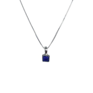 COLLAR LAPISLAZULI CUADRADO VENECIANA PLATA FINA 925 - 2
