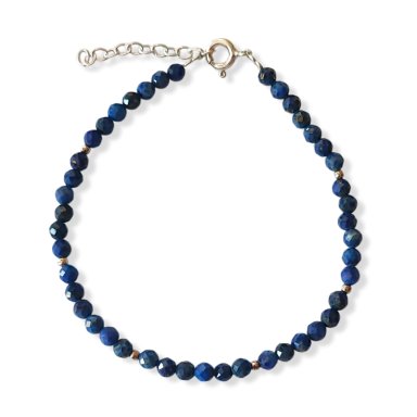 PULSERA LAPISLAZULI 3MM FACETADA PLATA FINA 925 - 1