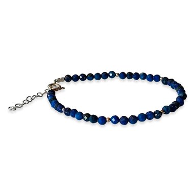 PULSERA LAPISLAZULI 3MM FACETADA PLATA FINA 925 - 2