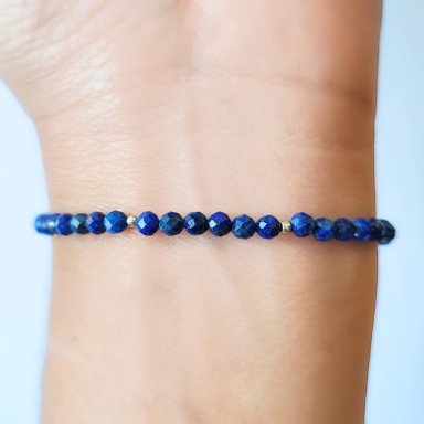 PULSERA LAPISLAZULI 3MM FACETADA PLATA FINA 925 - 3